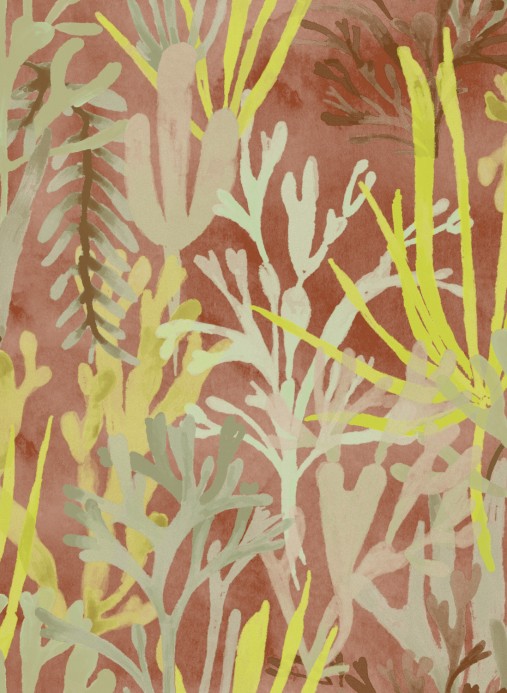 Elitis Wallpaper Algues Rot /Grün