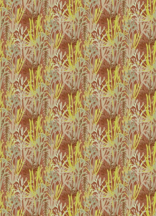 Florale Tapete Algues von Elitis - Rot/ Grün