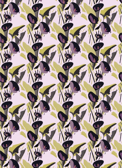 Elitis Wallpaper Arum Violett /Ocker