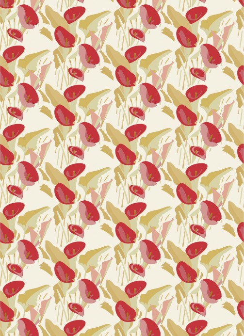 Florale Tapete Arum von Elitis - Beige/ Rot