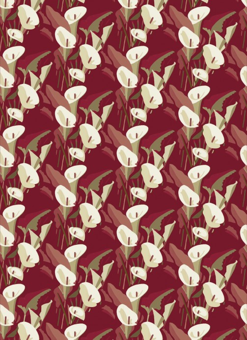 Florale Tapete Arum von Elitis - Rot/ Beige