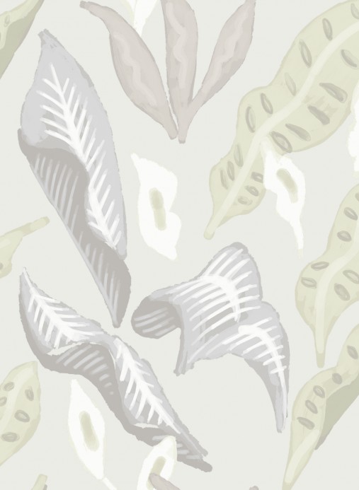 Florale Tapete Fleur de Lune von Elitis - Grau/ Beige