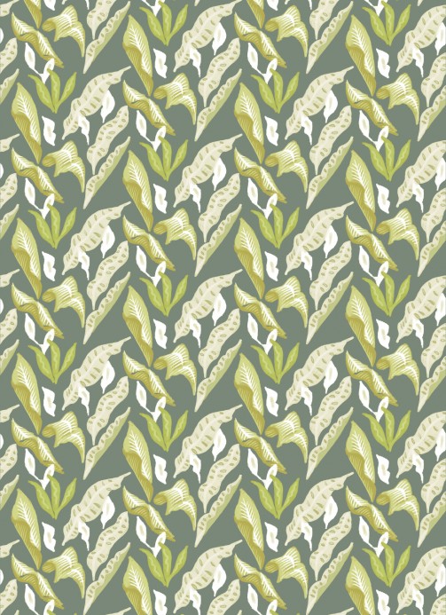 Florale Tapete Fleur de Lune von Elitis - Grün/ Beige