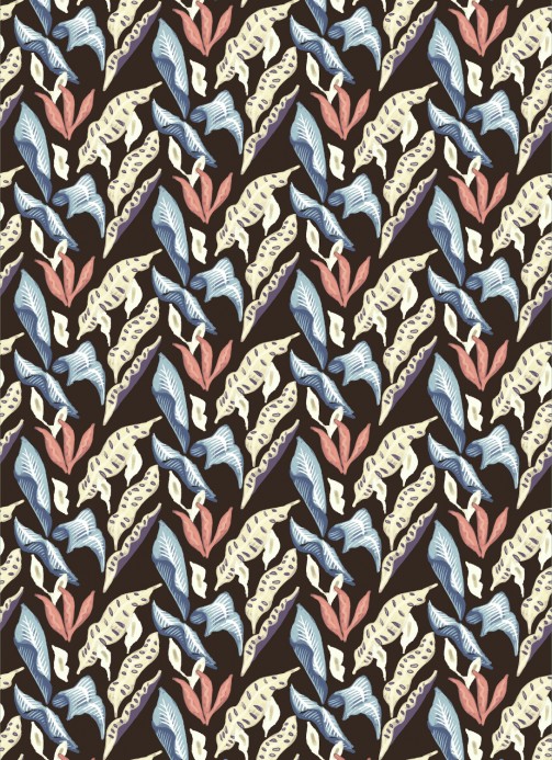 Elitis Wallpaper Fleur de Lune Braun/ Blau