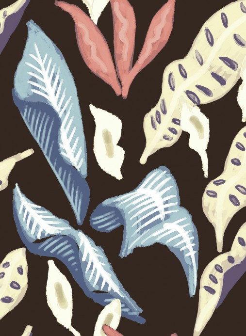 Elitis Wallpaper Fleur de Lune Braun/ Blau