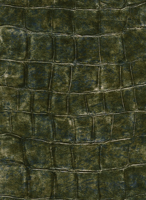Leder Tapete Bic Croco von Elitis - Kupfer/ Dunkelgrün