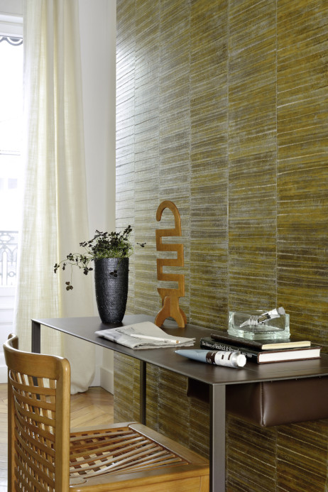 Leder Tapete Anguille von Elitis - Gold/ Silber