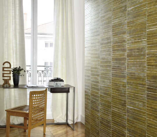 Leder Tapete Anguille von Elitis - Gold/ Silber