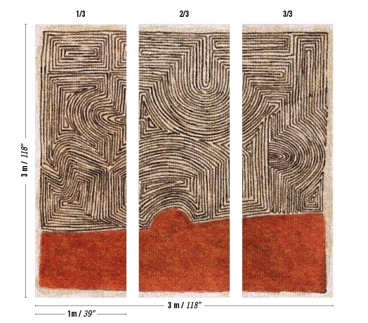 Élitis Papier peint panoramique Mexicas - Rot /Beige