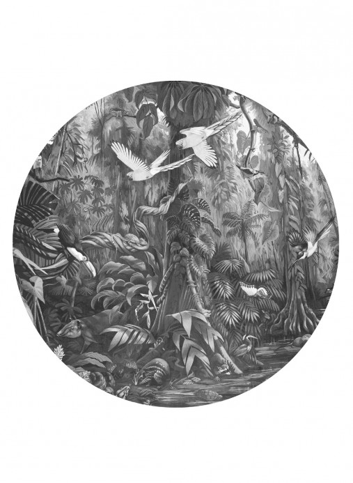 KEK Amsterdam Mural Tropical Landscapes 3 Circle BW - Durchmesser 1,9m