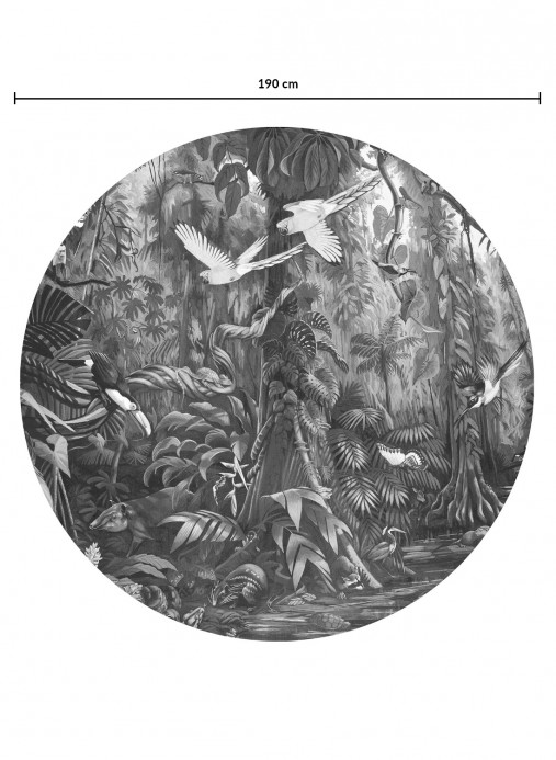 KEK Amsterdam Mural Tropical Landscapes 3 Circle BW - Durchmesser 1,9m