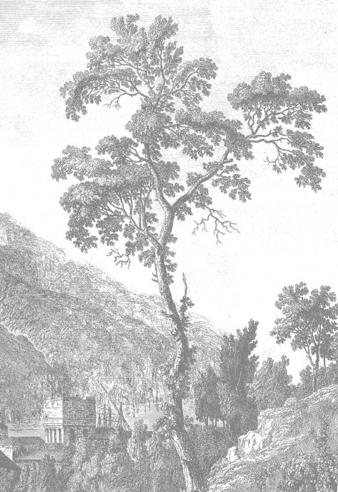 KEK Amsterdam Carta da parati panoramica Engraved Landscapes 1 - BW - Breite 1.948m
