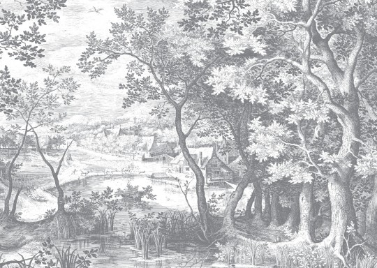 KEK Amsterdam Carta da parati panoramica Engraved Landscapes 7 - BW - 3.896m Breite
