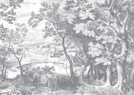 KEK Amsterdam Papier peint panoramique Engraved Landscapes 7 - BW - 3.896m Breite
