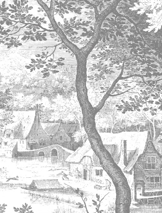 KEK Amsterdam Carta da parati panoramica Engraved Landscapes 7 - BW - 3.896m Breite