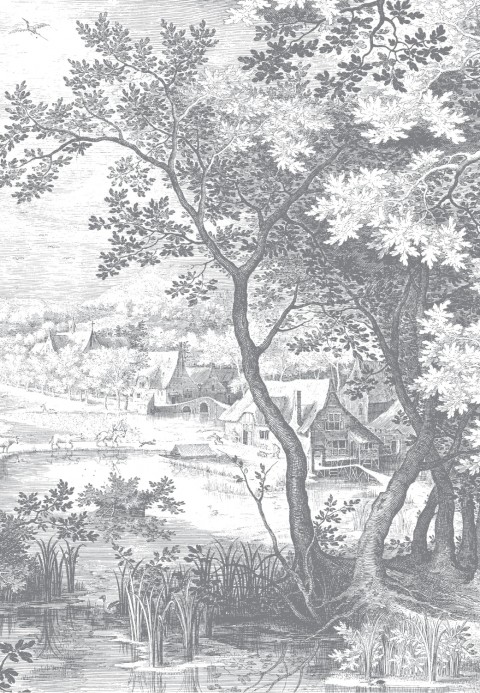 KEK Amsterdam Papier peint panoramique Engraved Landscapes 7 - BW - 1.948m Breite