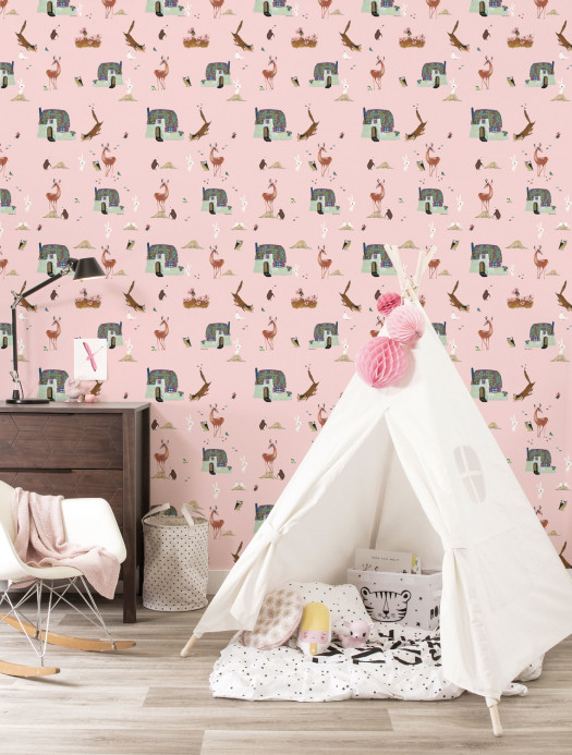 KEK Amsterdam Wallpaper Forest Animals Pink