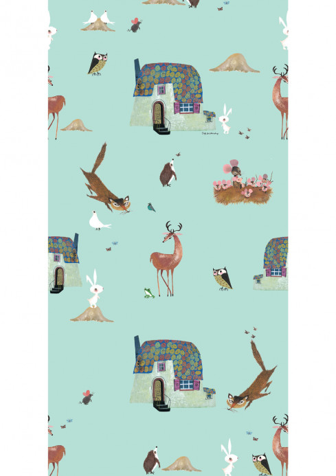 KEK Amsterdam Wallpaper Forest Animals Mint