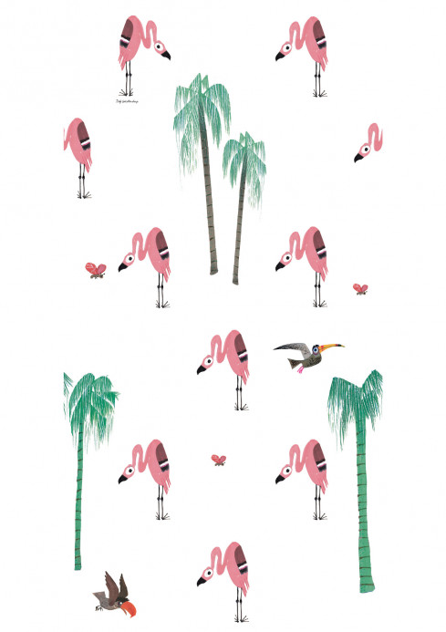 KEK Amsterdam Wallpaper Flamingo White