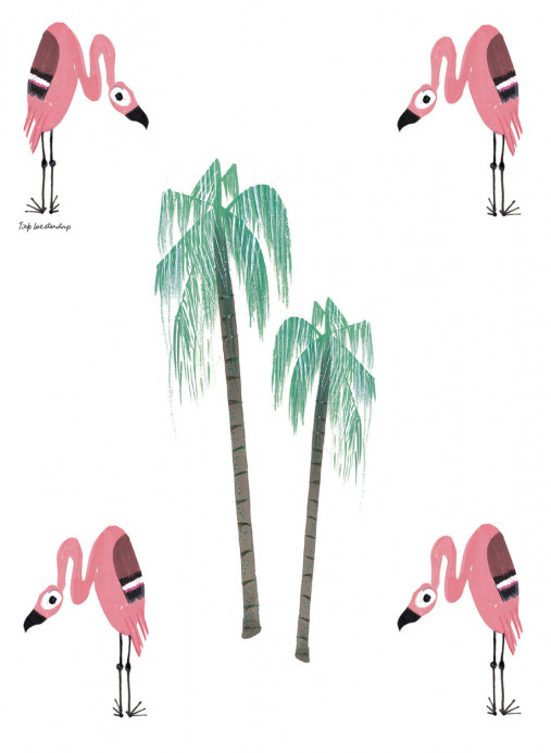 KEK Amsterdam Carta da parati Flamingo - White