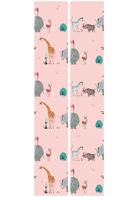 Kindertapete Animal Mix von KEK Amsterdam - Roze
