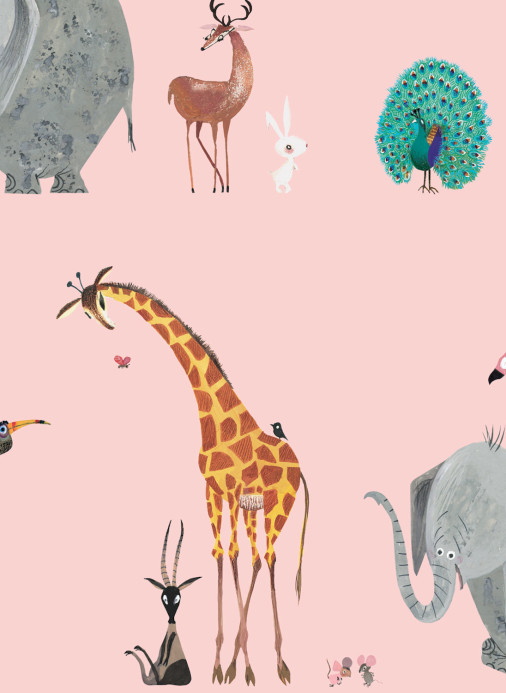 Kindertapete Animal Mix von KEK Amsterdam - Roze