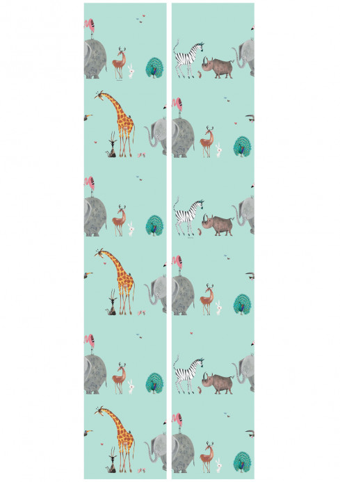 Kindertapete Animal Mix von KEK Amsterdam - Mint