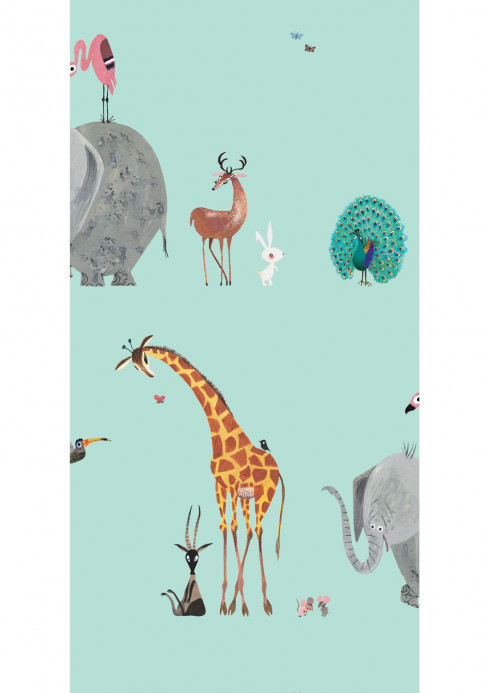 Kindertapete Animal Mix von KEK Amsterdam - Mint