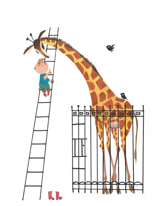 KEK Amsterdam Papier peint panoramique Giant Giraffe - Multicolor – 2.435m Breite