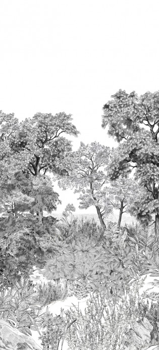 Isidore Leroy Papier peint panoramique Foret de Bretagne Grisaille - Grisaille – Bahnen 1/2/3