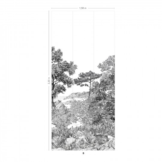 Isidore Leroy Papier peint panoramique Foret de Bretagne Grisaille - Grisaille – Bahnen 4/5/6