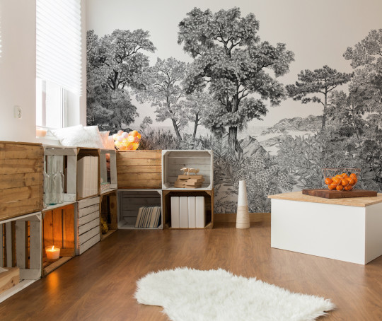 Isidore Leroy Mural Foret de Bretagne Grisaille