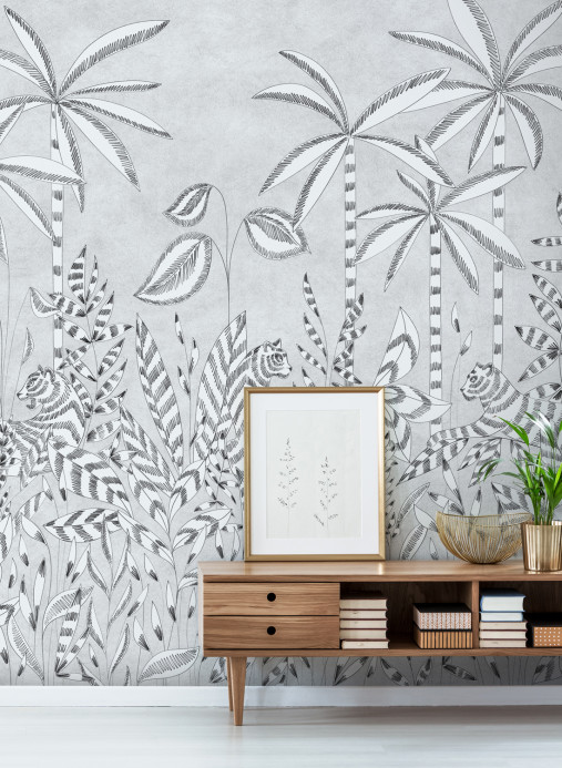 Isidore Leroy Mural Paradis Des Tigres Grisaille