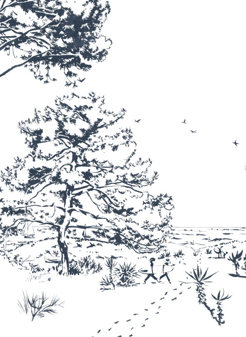 Tapete Les Pins Bleu von Isidore Leroy A – 1/2/3