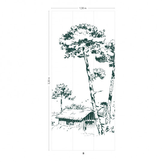 Isidore Leroy Papier peint panoramique Les Pins Vert - Bahnen 4/5/6