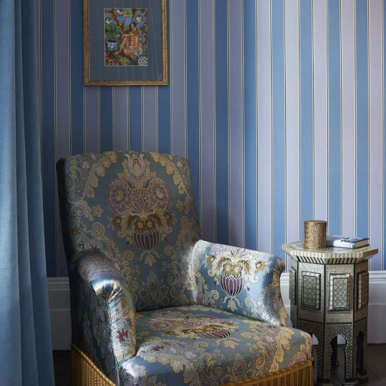 House of Hackney Wallpaper Orsman Stripe - Amethyst & Celadon