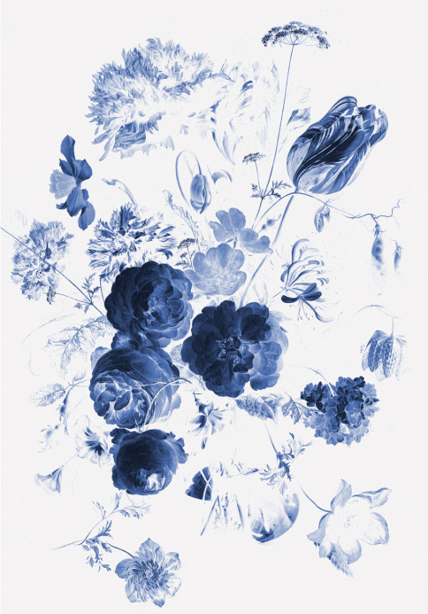 KEK Amsterdam Wandbild Royal Blue Flowers 1 - 1.948m