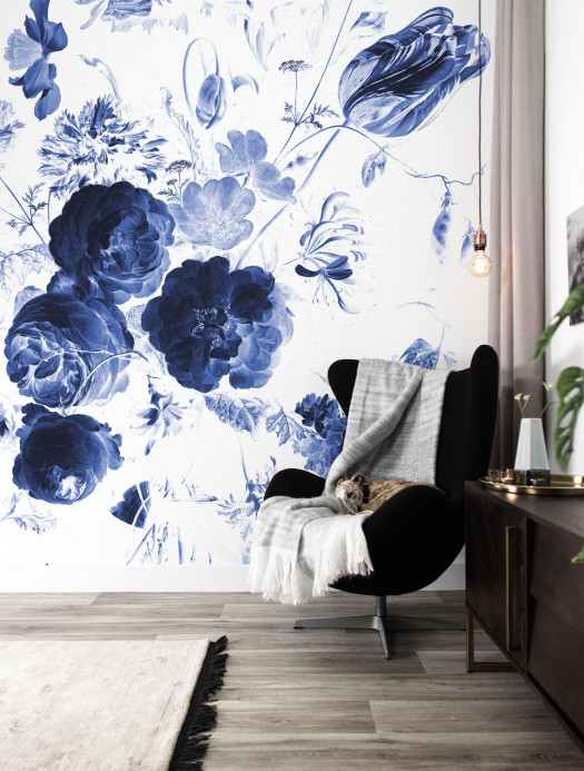 KEK Amsterdam Papier peint panoramique Royal Blue Flowers 1 - Multicolor - 1.948m