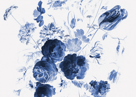 KEK Amsterdam Papier peint panoramique Royal Blue Flowers 1 - Multicolor - 3.896m