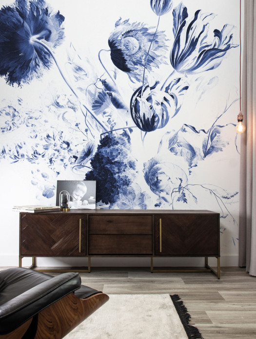KEK Amsterdam Mural Royal Blue Flowers 2