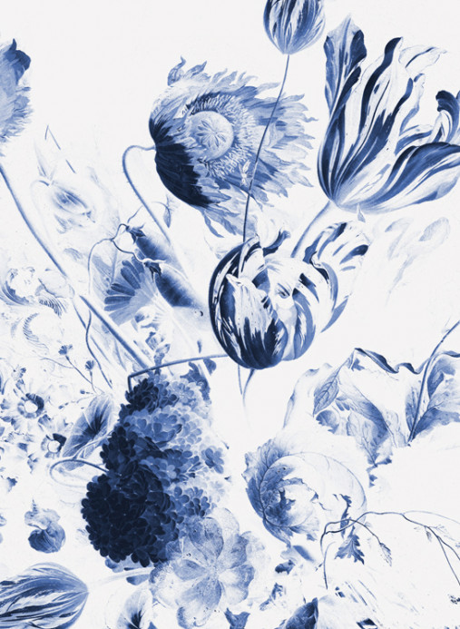 KEK Amsterdam Wandbild Royal Blue Flowers 2 - 3.896m