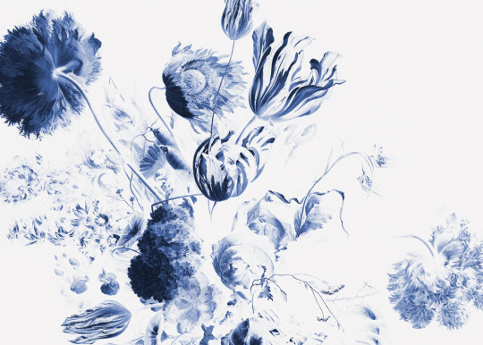 KEK Amsterdam Wandbild Royal Blue Flowers 2 - 3.896m