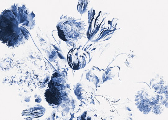 KEK Amsterdam Papier peint panoramique Royal Blue Flowers 2 - Multicolor - 3.896m