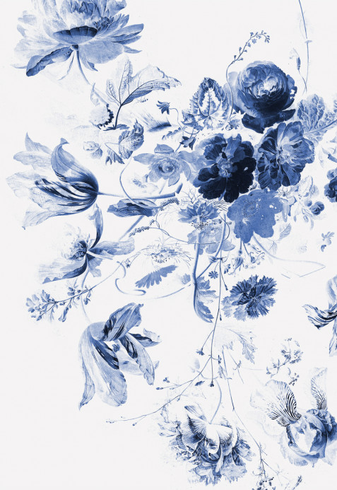 KEK Amsterdam Wandbild Royal Blue Flowers 3 - 1.948m