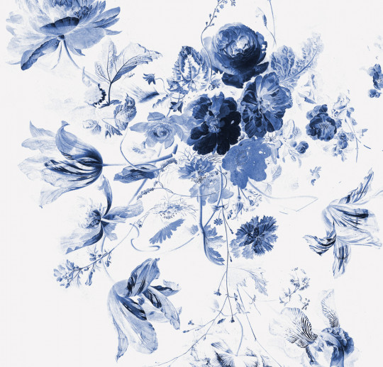 KEK Amsterdam Wandbild Royal Blue Flowers 3 - 2.922m