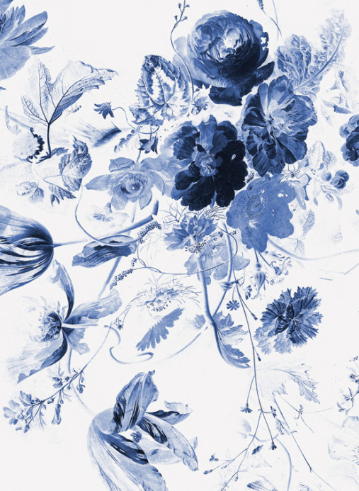 KEK Amsterdam Carta da parati panoramica Royal Blue Flowers 3 - Multicolor - 3.896m