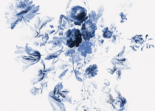 KEK Amsterdam Wandbild Royal Blue Flowers 3 - 3.896m