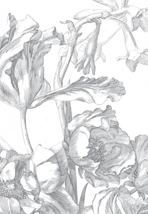KEK Amsterdam Mural Engraved Flowers 1 Multicolor - 1.948m