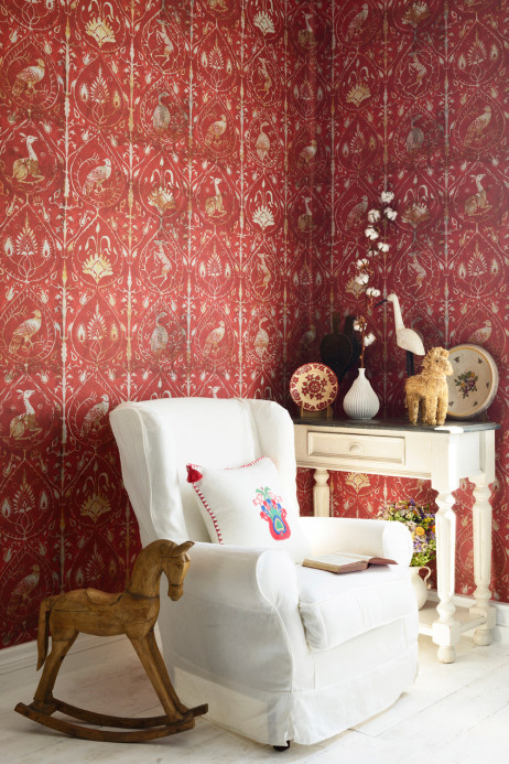 MINDTHEGAP Wallpaper Hunters Tapestry Red/ Taupe