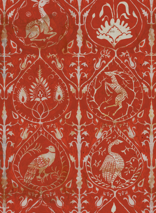 Mindthegap Carta da parati Hunters Tapestry - Red/ Taupe
